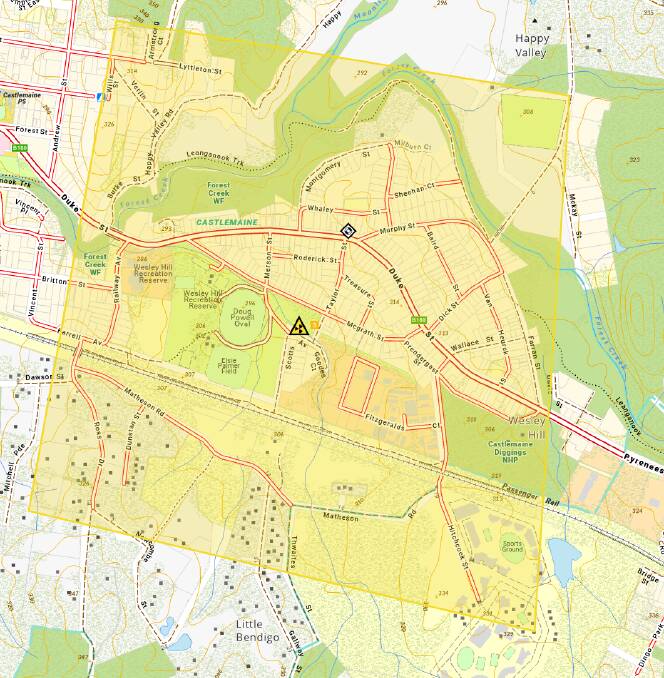 People as far north as Littleton Street and south to the end of Ross Drive should also keep a close eye on conditions. Picture by VicEmergency.