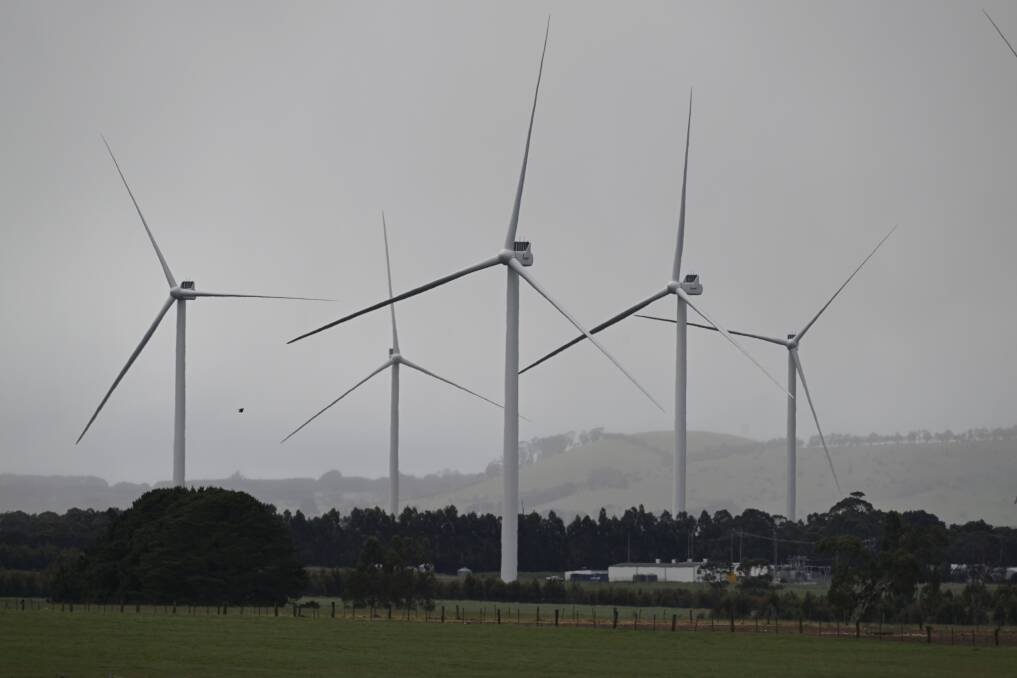 Wind turbines south east of Ballarat. Picture file