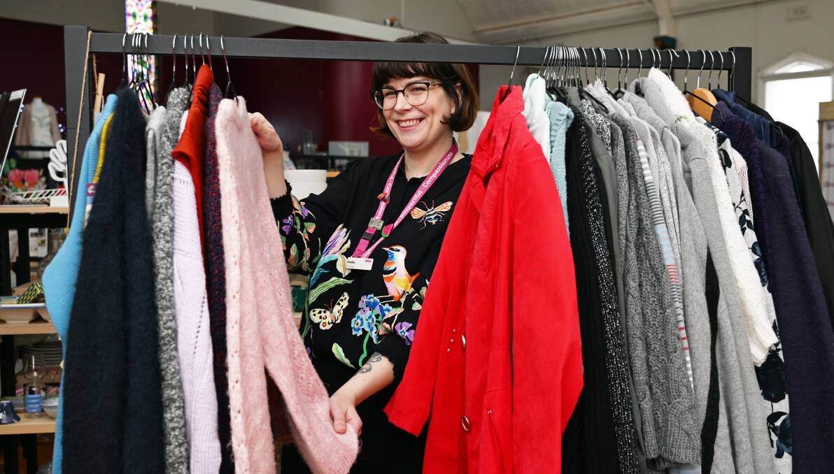 Shop manager at the Uniting Op-Shop on Dana Street, Candice Willis, said there are a number of unique and high-quality winter pieces available in store. Picture by Kate Healy 