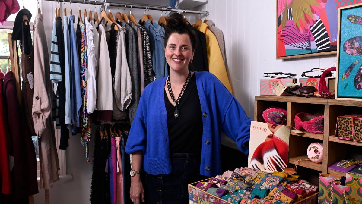 Owner of the Wardrobe Green, Bianca Flint, said some of her favourite pieces in her wardrobe are from the op-shop. Picture by Kate Healy