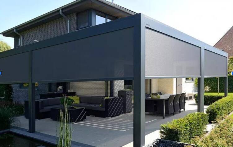 : Outdoor blinds allow enjoyment of outdoor spaces all year round. 